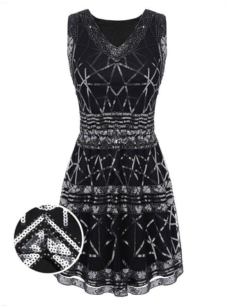 Black 1920s Geometric Sequined Dress: timeless style reimagined