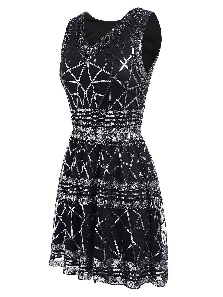Black 1920s Geometric Sequined Dress: timeless style reimagined