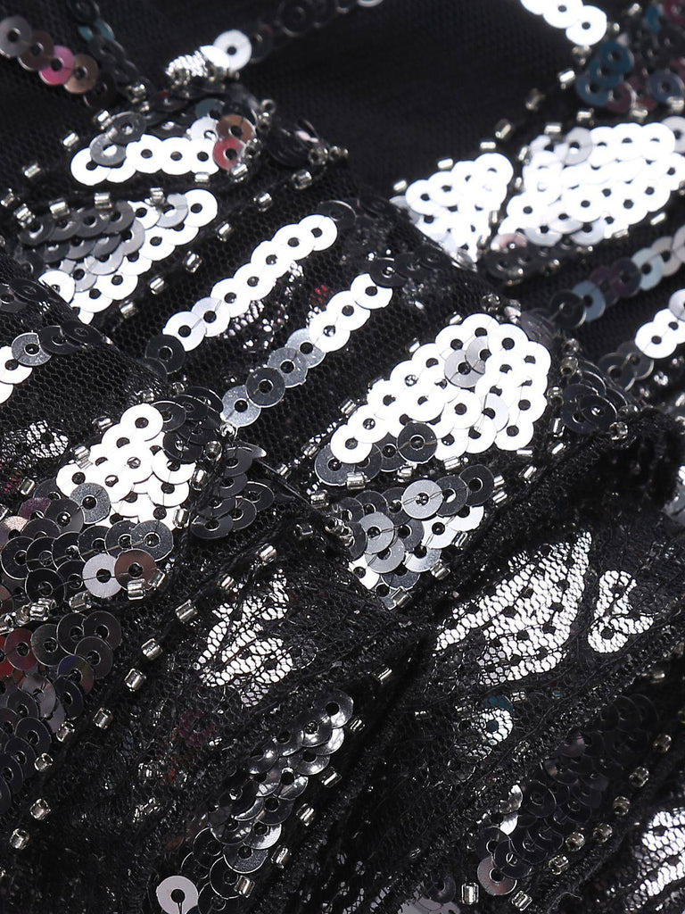 Black 1920s Geometric Sequined Dress — vintage elegance for the modern woman