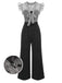 Black 1930s Mesh Bow-knot Patchwork Jumpsuit: timeless style reimagined
