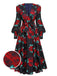 Black 1940s Rose Lantern Sleeved Lace-Up Dress — vintage elegance for the modern woman