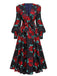Black 1940s Rose Lantern Sleeved Lace-Up Dress: timeless style reimagined