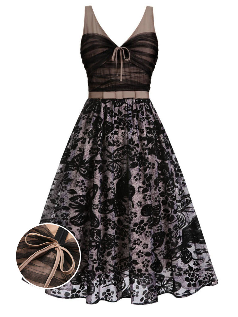 Black 1950s Butterfly Mesh Stitching Dress: timeless style reimagined
