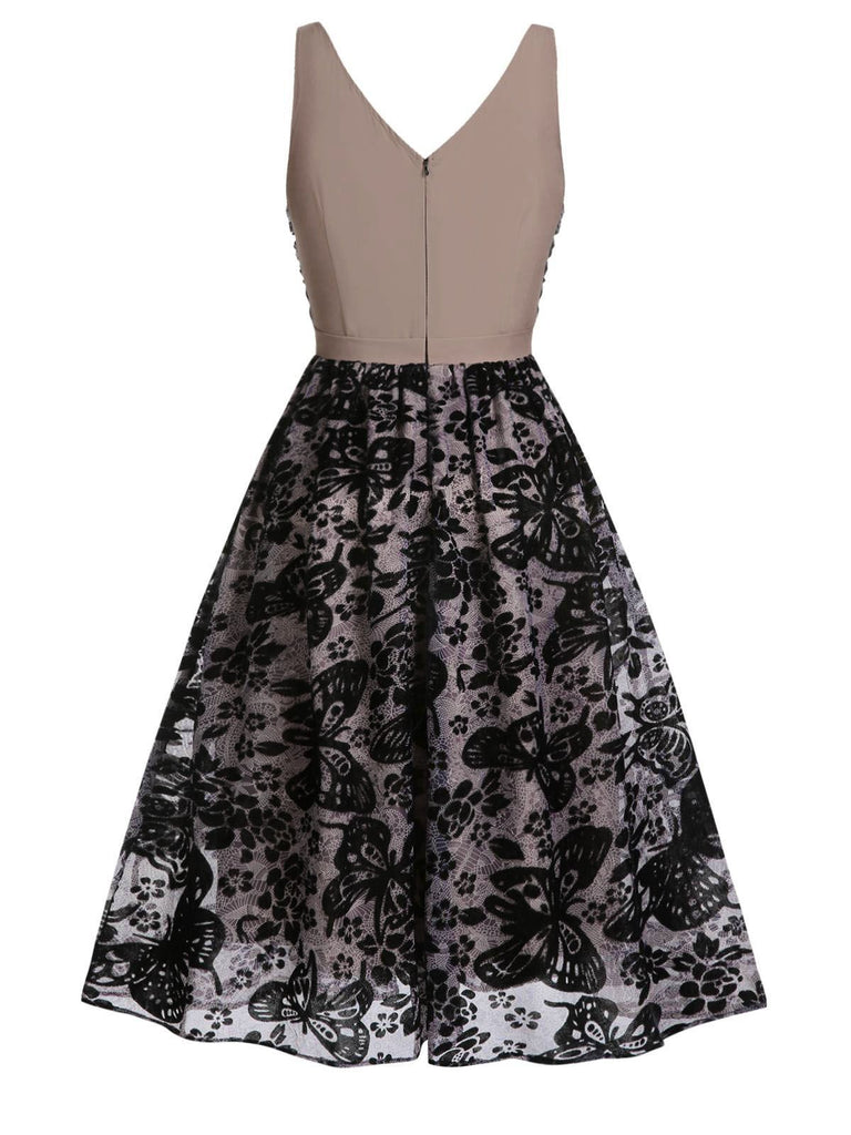 Black 1950s Butterfly Mesh Stitching Dress — vintage elegance for the modern woman