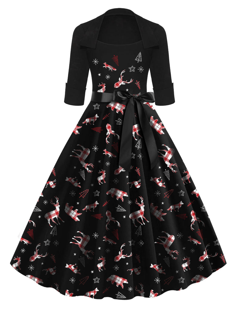 Black 1950s Christmas Bow Swing Dress: timeless style reimagined