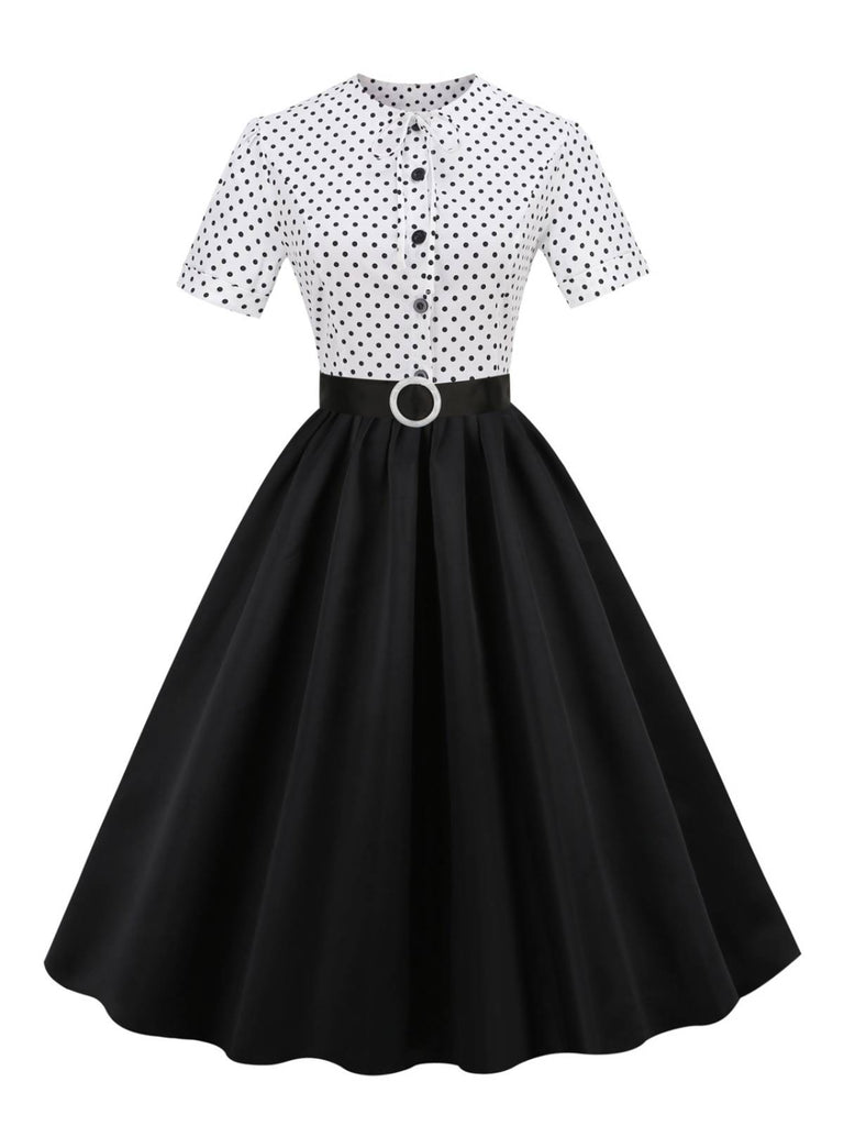 Black 1950s Dots Patchwork Dress: timeless style reimagined