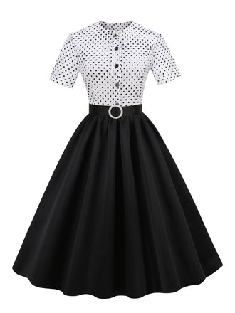 Black 1950s Dots Patchwork Dress: timeless style reimagined
