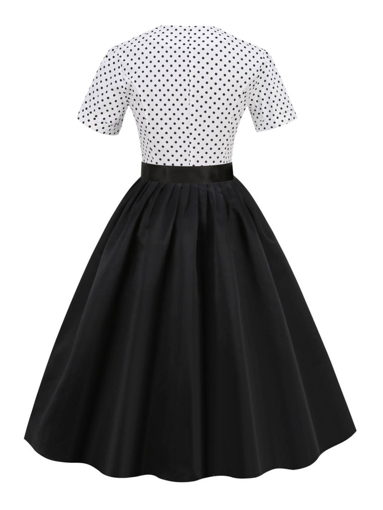 Black 1950s Dots Patchwork Dress: timeless style reimagined