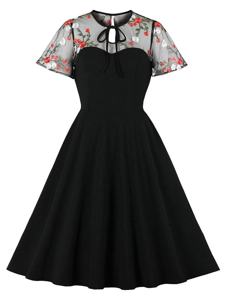Black 1950s Halloween Lace Swing Dress: timeless style reimagined