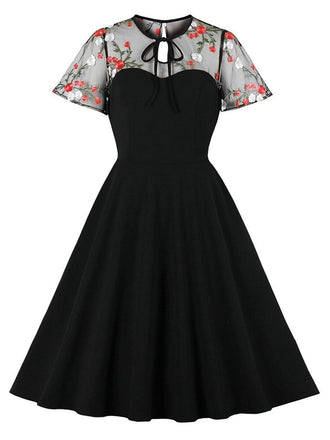 Black 1950s Halloween Lace Swing Dress: timeless style reimagined