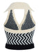 Black 1950s Knitting Stripes Halter Button Tops - vintage fashion, retro style, classic black