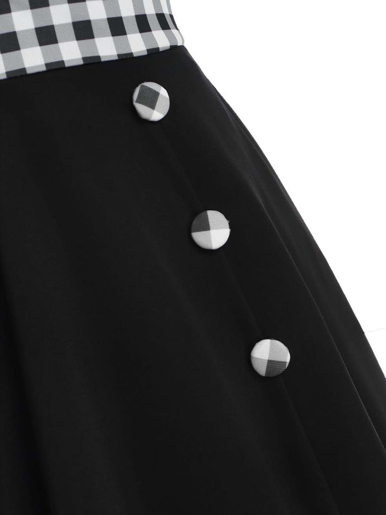 Black 1950s Plaids Button Swing Dress — vintage elegance for the modern woman