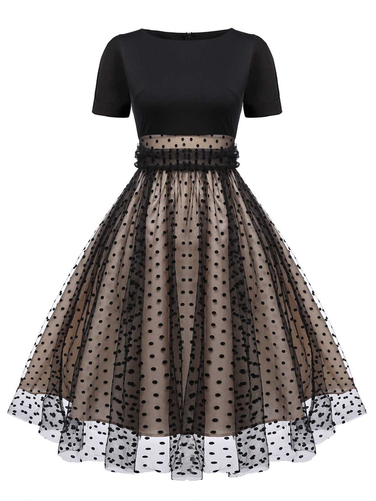 Black 1950s Polka Dot Swing Dress — vintage elegance for the modern woman