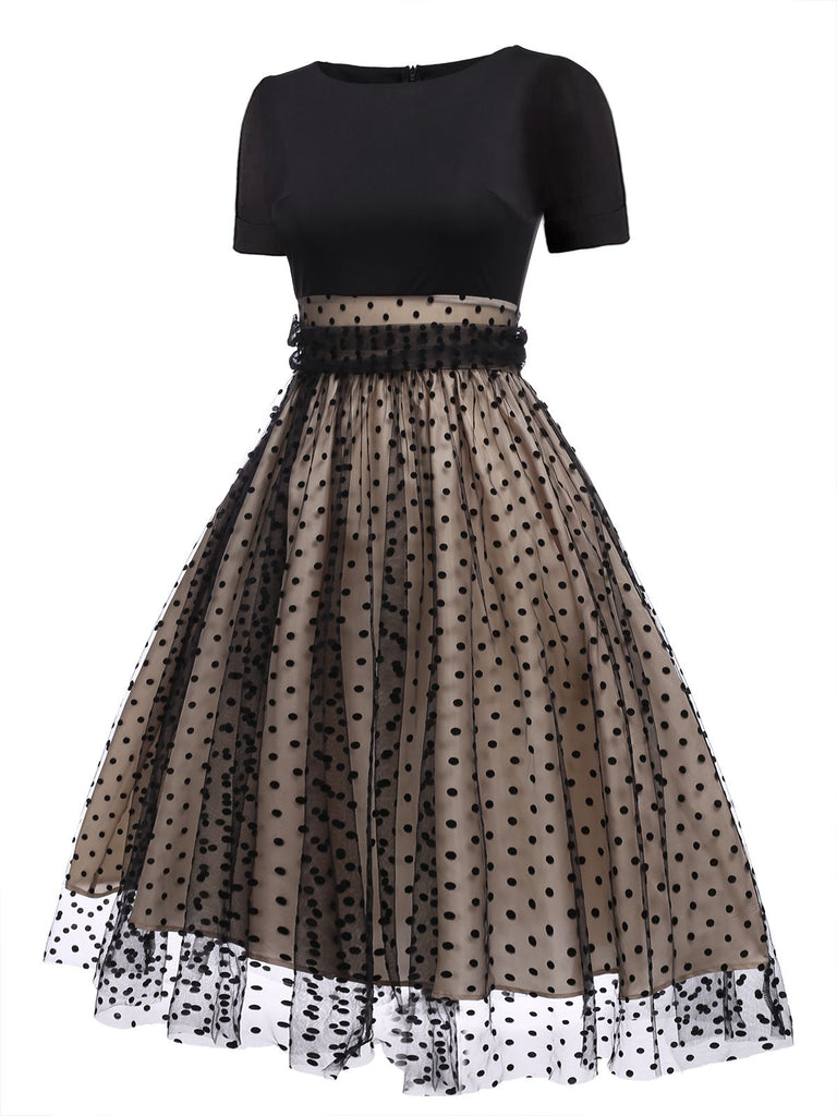 Black 1950s Polka Dot Swing Dress: timeless style reimagined