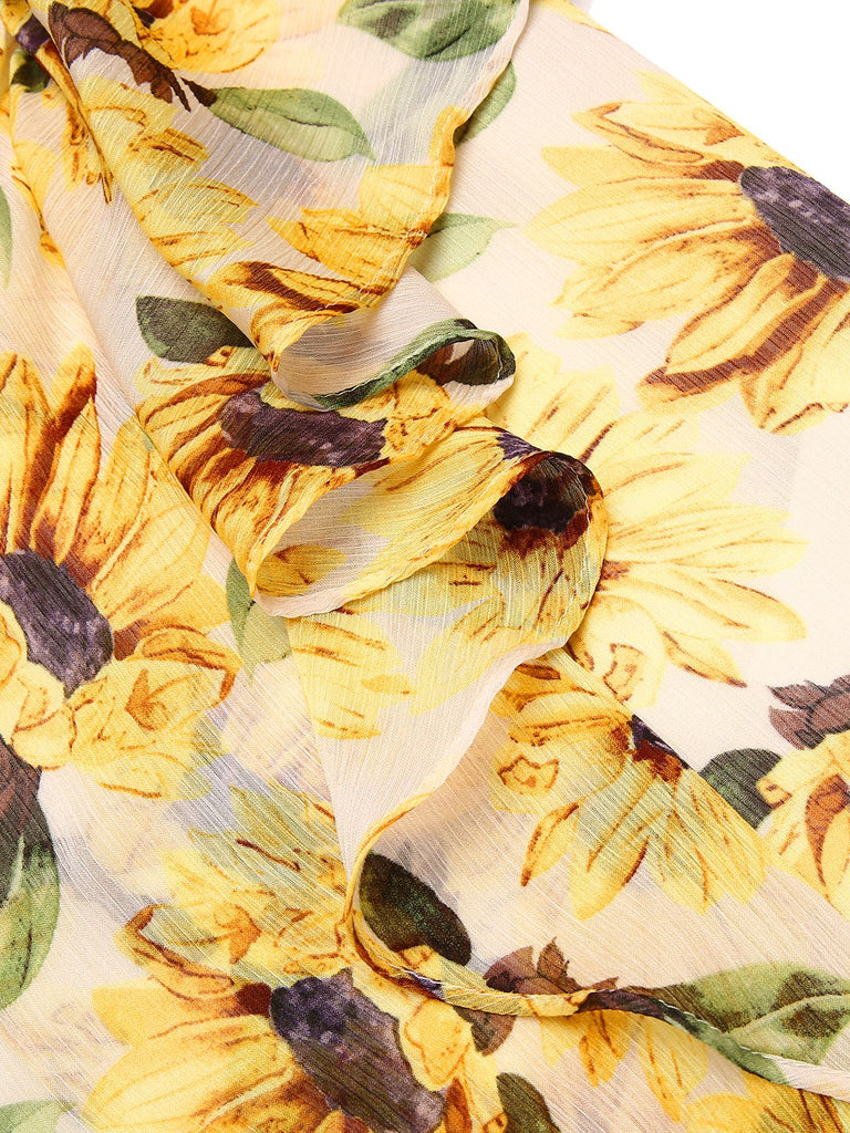 Black 1960s Halter Sunflower Pencil Dress — vintage elegance for the modern woman