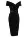 Black 1960s Off-Shoulder Rhinestones Velvet Dress, vintage dress, retro fashion - perfect for women who love vintage and retro fashion