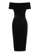 Black 1960s Off-Shoulder Rhinestones Velvet Dress, vintage dress, retro fashion - perfect for women who love vintage and retro fashion