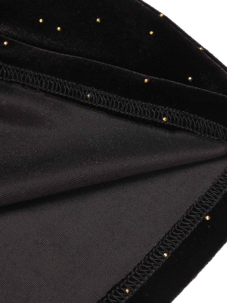 Black 1960s Off-Shoulder Rhinestones Velvet Dress, vintage dress, retro fashion - perfect for women who love vintage and retro fashion