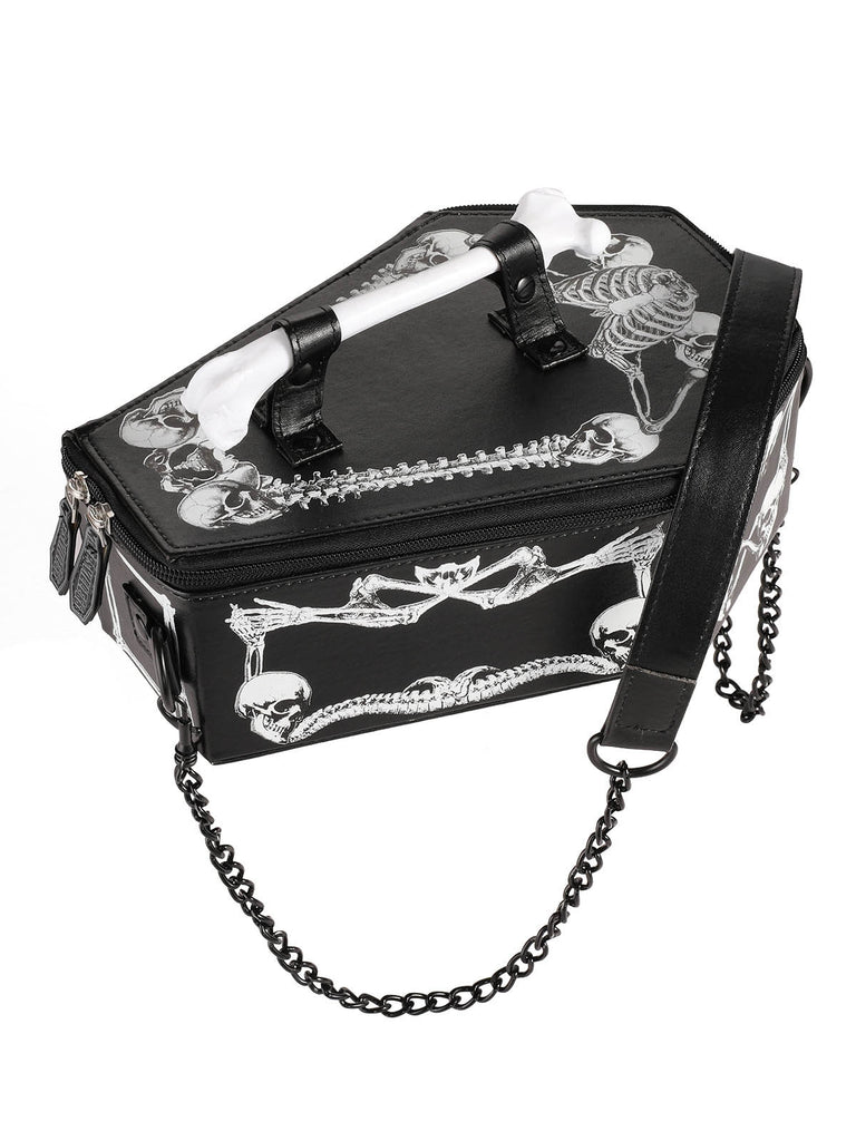 Black Halloween Coffin Chain Bag - vintage fashion, retro style, classic black