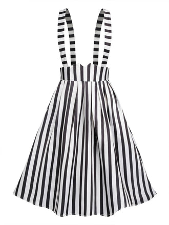 Black & White 1950s Stripes Suspender Skirt: timeless style reimagined