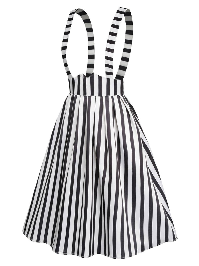 Black & White 1950s Stripes Suspender Skirt, vintage skirt, retro style - perfect for women who love vintage and retro fashion