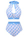 Blue 1940s Hole Collar Halter Swimsuit, vintage swimsuit, pin-up swimwear - perfect for women who love vintage and retro fashion