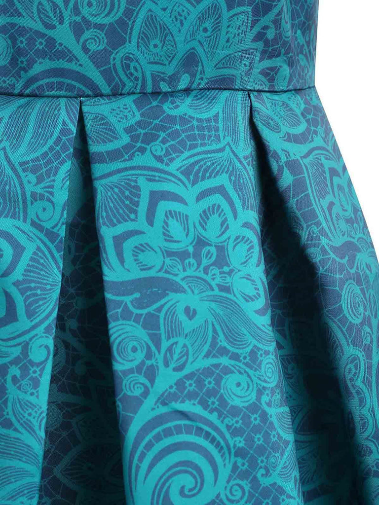 Blue 1950s Floral Sweetheart Swing Dress — 1950s style reimagined
