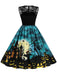 Blue 1950s Halloween Lace Patchwork Dress — vintage elegance for the modern woman