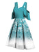 Blue 1950s Off Shoulder Snowflake Dress — vintage elegance for the modern woman