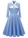Blue 1950s Solid Button Swing Dress: timeless style reimagined