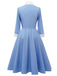 Blue 1950s Solid Button Swing Dress: timeless style reimagined