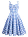 Blue 1950s Spaghetti Strap Plaid Dress: timeless style reimagined
