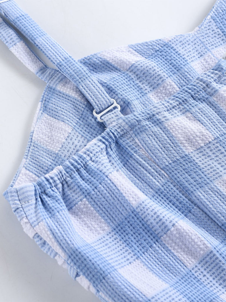 Blue 1950s Spaghetti Strap Plaid Dress: timeless style reimagined