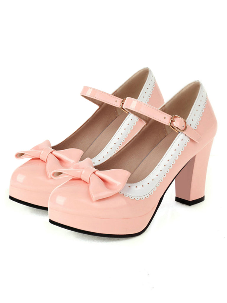 Bowknot Chunky Heels Mary Jane Shoes — vintage elegance for the modern woman