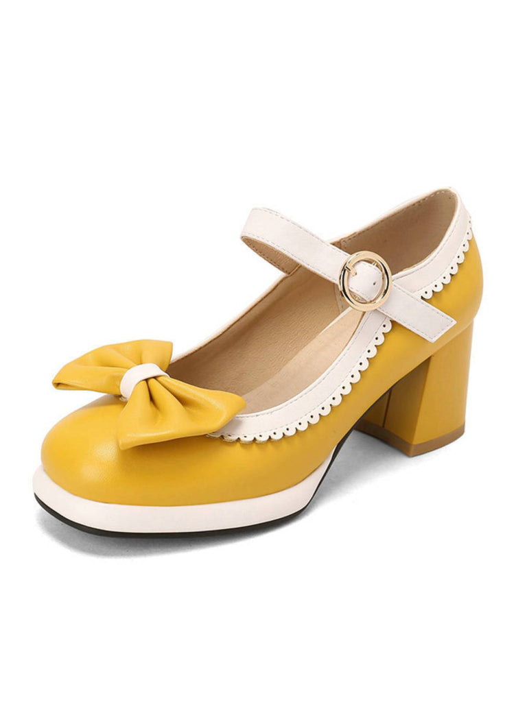 Bowknot Chunky Heels Mary Jane Shoes — vintage elegance for the modern woman