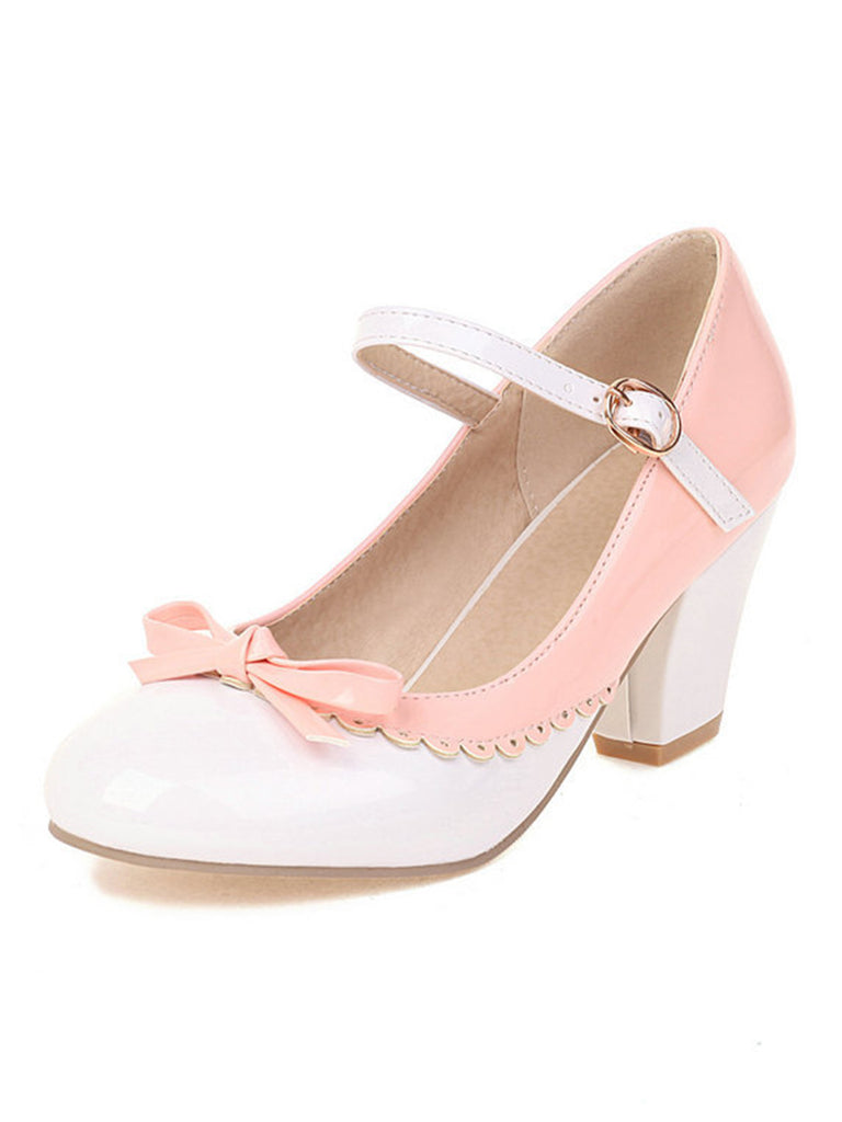 Bowknot Chunky Heels Mary Jane Shoes — vintage elegance for the modern woman