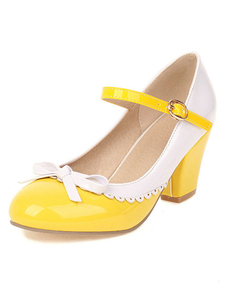 Bowknot Chunky Heels Mary Jane Shoes — vintage elegance for the modern woman