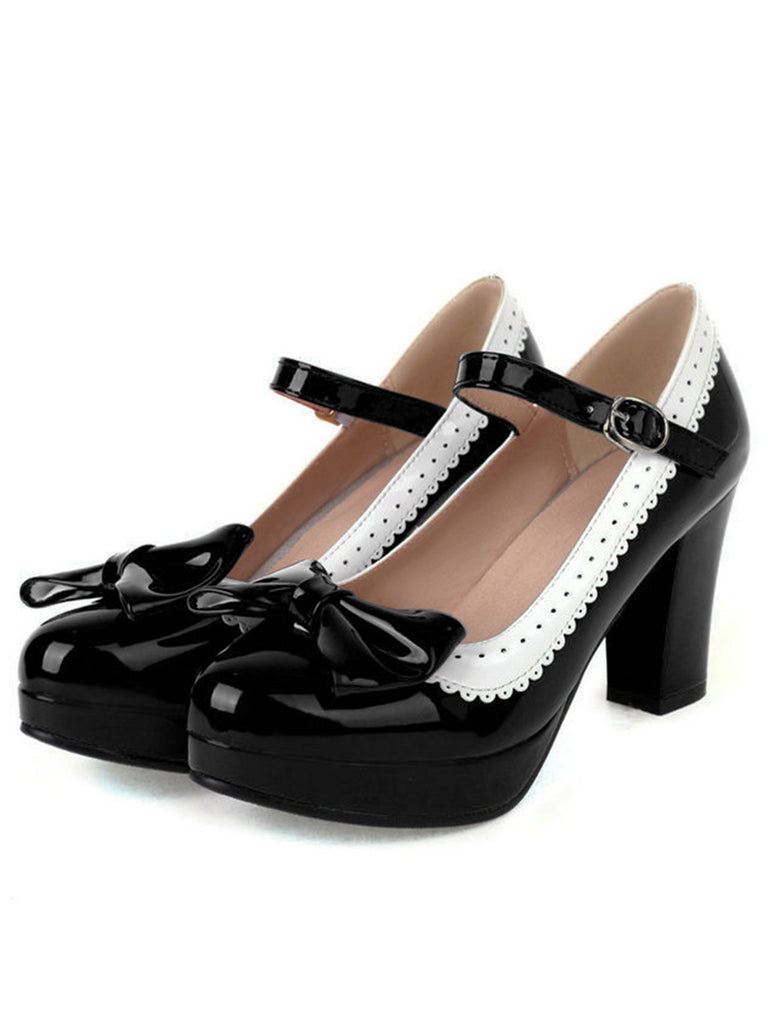 Bowknot Chunky Heels Mary Jane Shoes — vintage elegance for the modern woman
