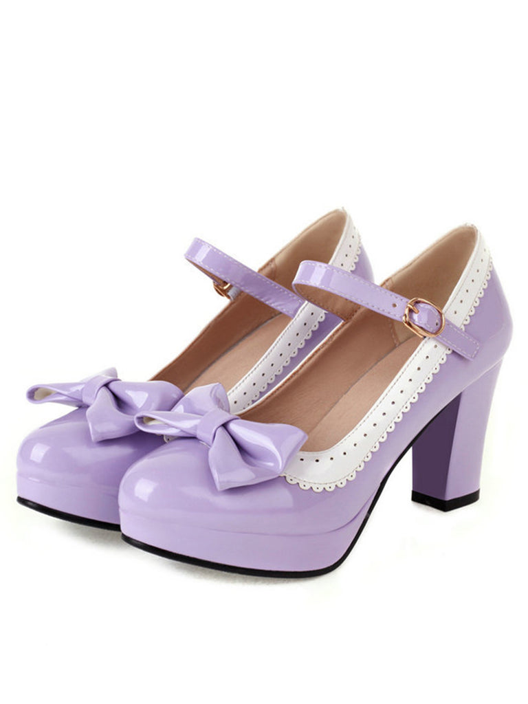 Bowknot Chunky Heels Mary Jane Shoes — vintage elegance for the modern woman