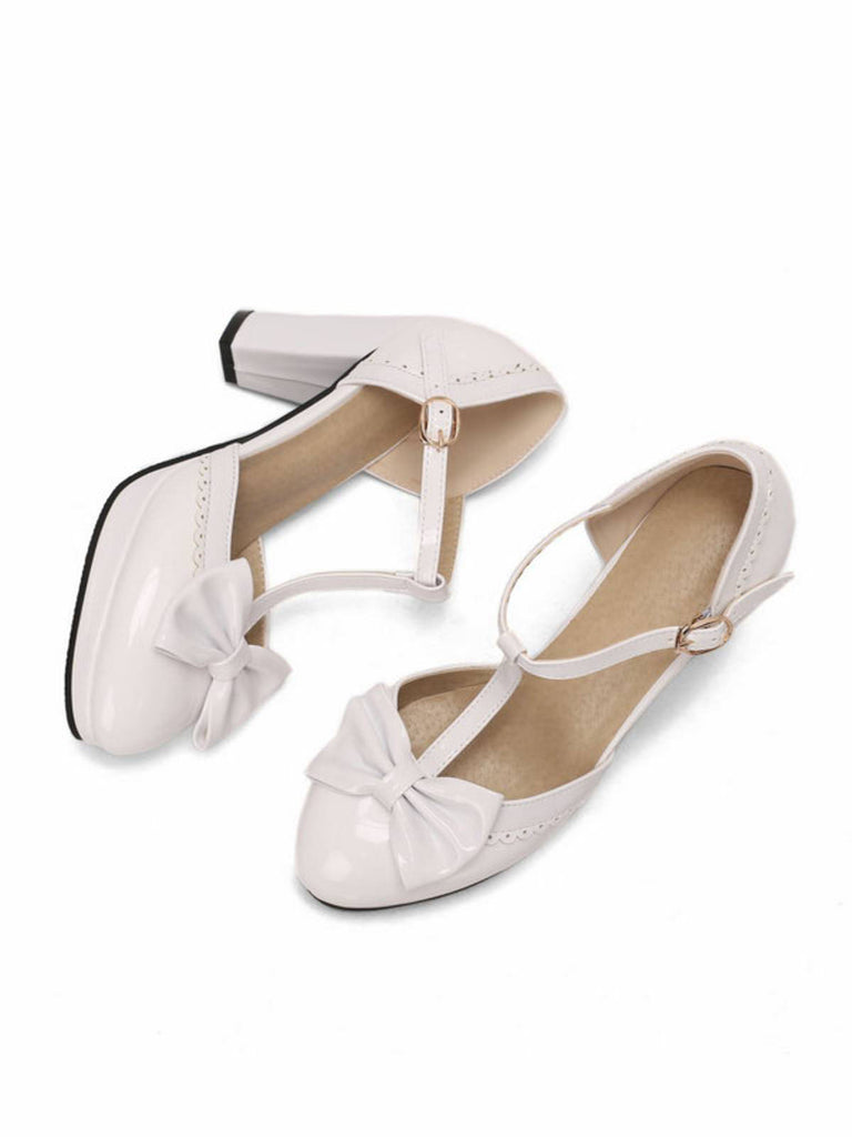 Bowknot Chunky Heels Mary Jane Shoes — vintage elegance for the modern woman