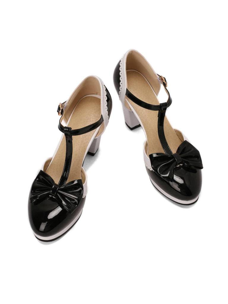 Bowknot Chunky Heels Mary Jane Shoes — vintage elegance for the modern woman