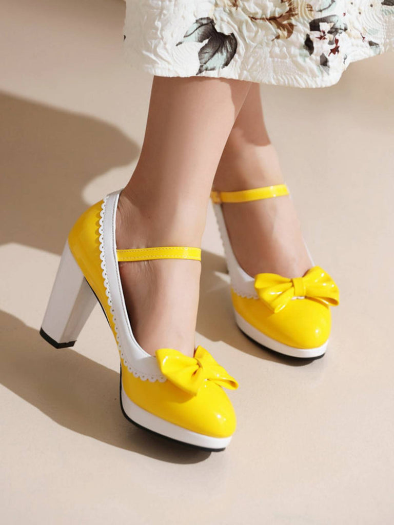 Bowknot Chunky Heels Mary Jane Shoes — vintage elegance for the modern woman