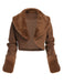 Brown 1950s Retro Fur Collar Bolero Jacket — vintage elegance for the modern woman