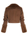 Brown 1950s Retro Fur Collar Bolero Jacket — vintage elegance for the modern woman