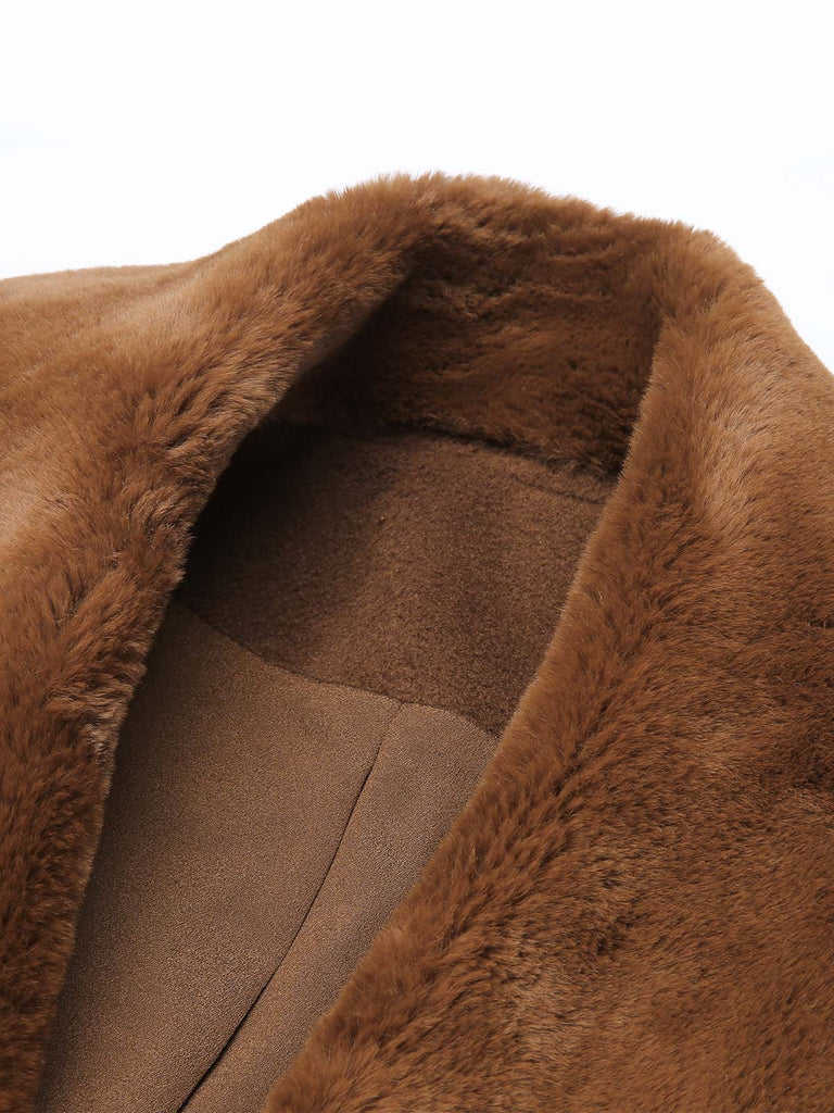 Brown 1950s Retro Fur Collar Bolero Jacket: timeless style reimagined