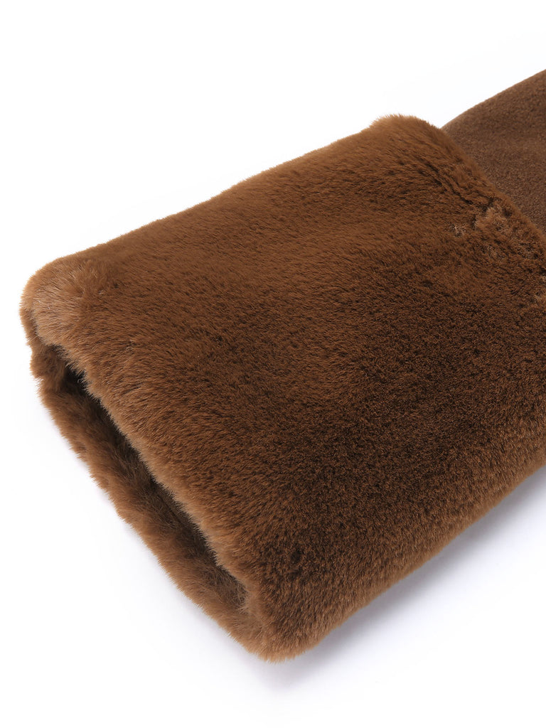 Brown 1950s Retro Fur Collar Bolero Jacket — vintage elegance for the modern woman