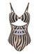 Brown Zebra Print Cutout One-Piece Swimsuit — vintage elegance for the modern woman