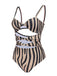 Brown Zebra Print Cutout One-Piece Swimsuit — vintage elegance for the modern woman