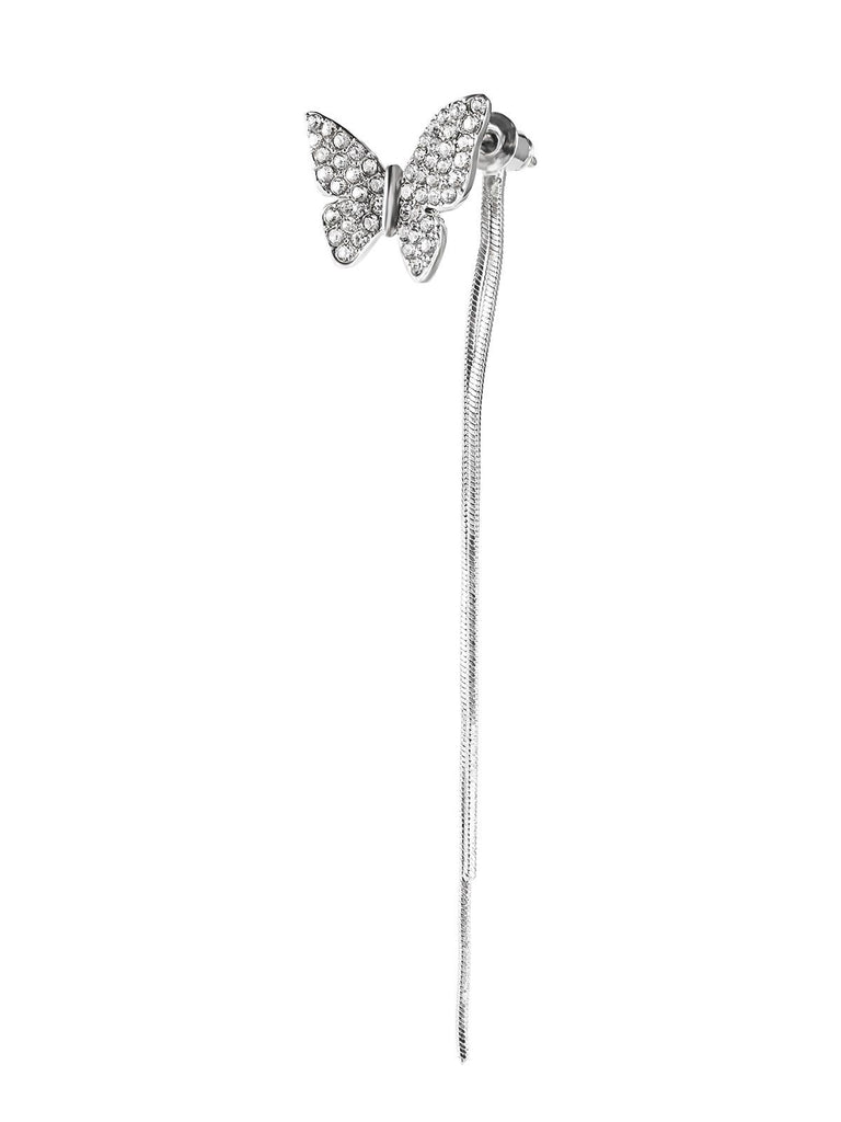 Butterfly Diamond Pearl Asymmetric Earrings, vintage fashion, retro style - perfect for women who love vintage and retro fashion