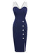 Dark Blue 1960s Patchwork Pencil Dress — vintage elegance for the modern woman